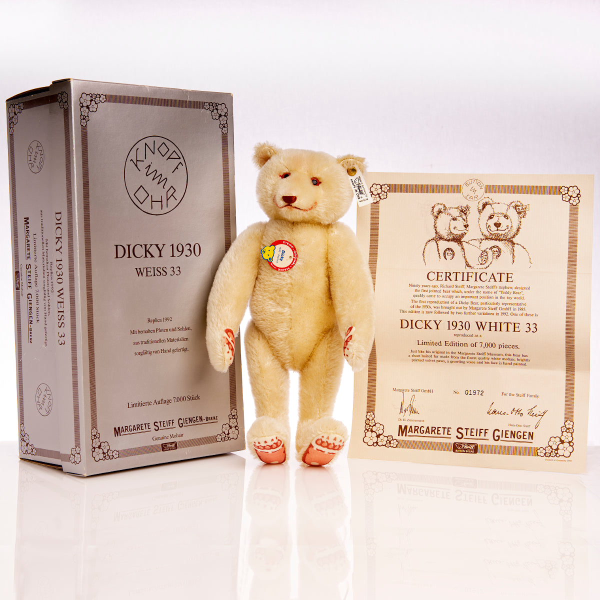 STEIFF - 'Dicky' 1930 Replica, white tag 407574