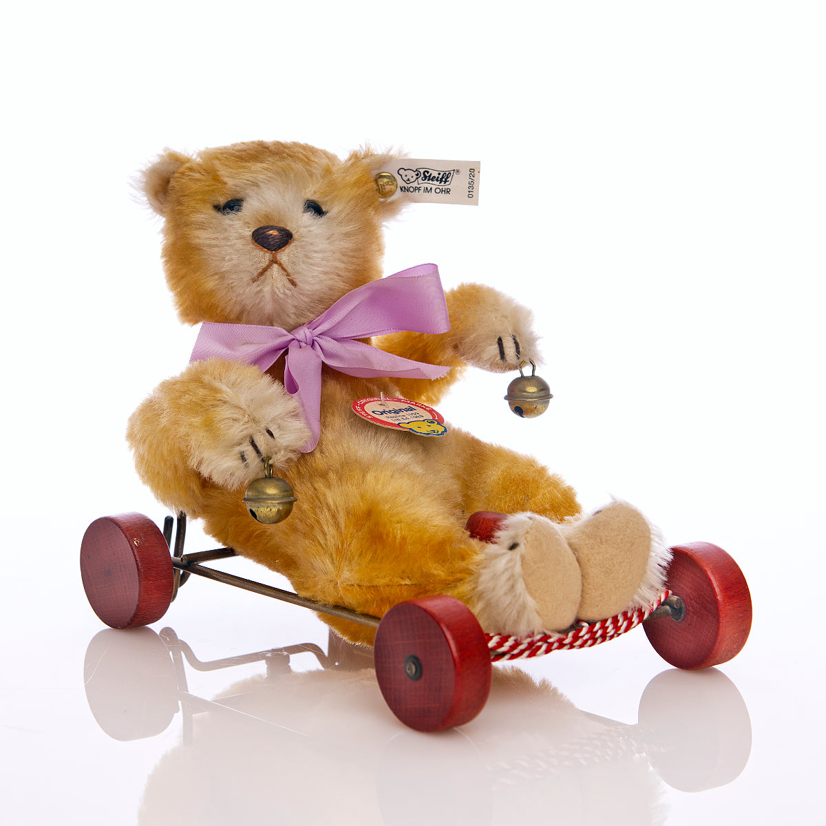 STEIFF Museum Collection 'Baby Bear with Wagon' 1939 Replica - White Tag 0135/20
