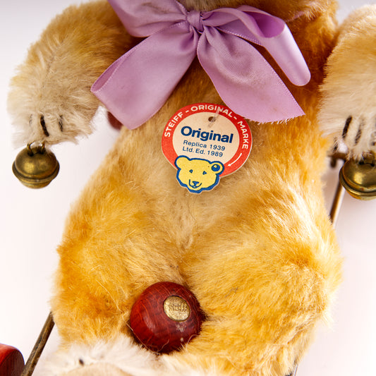 STEIFF Museum Collection 'BABY BEAR with WAGON' 1939 Replica - White Tag 0135/20