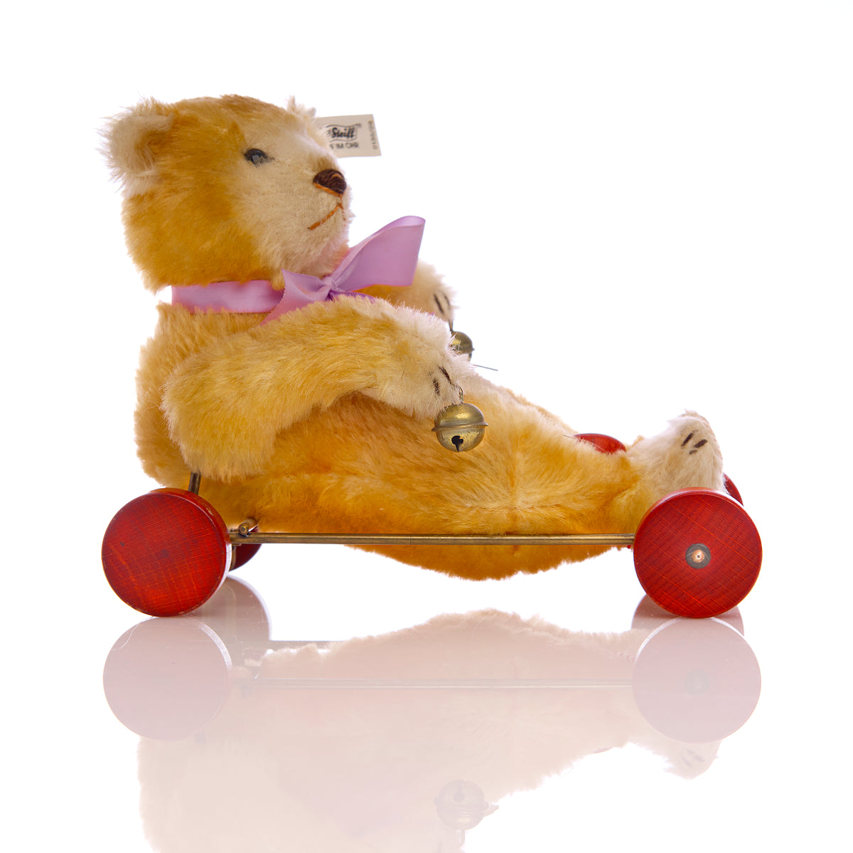 STEIFF Museum Collection 'Baby Bear with Wagon' 1939 Replica - White Tag 0135/20