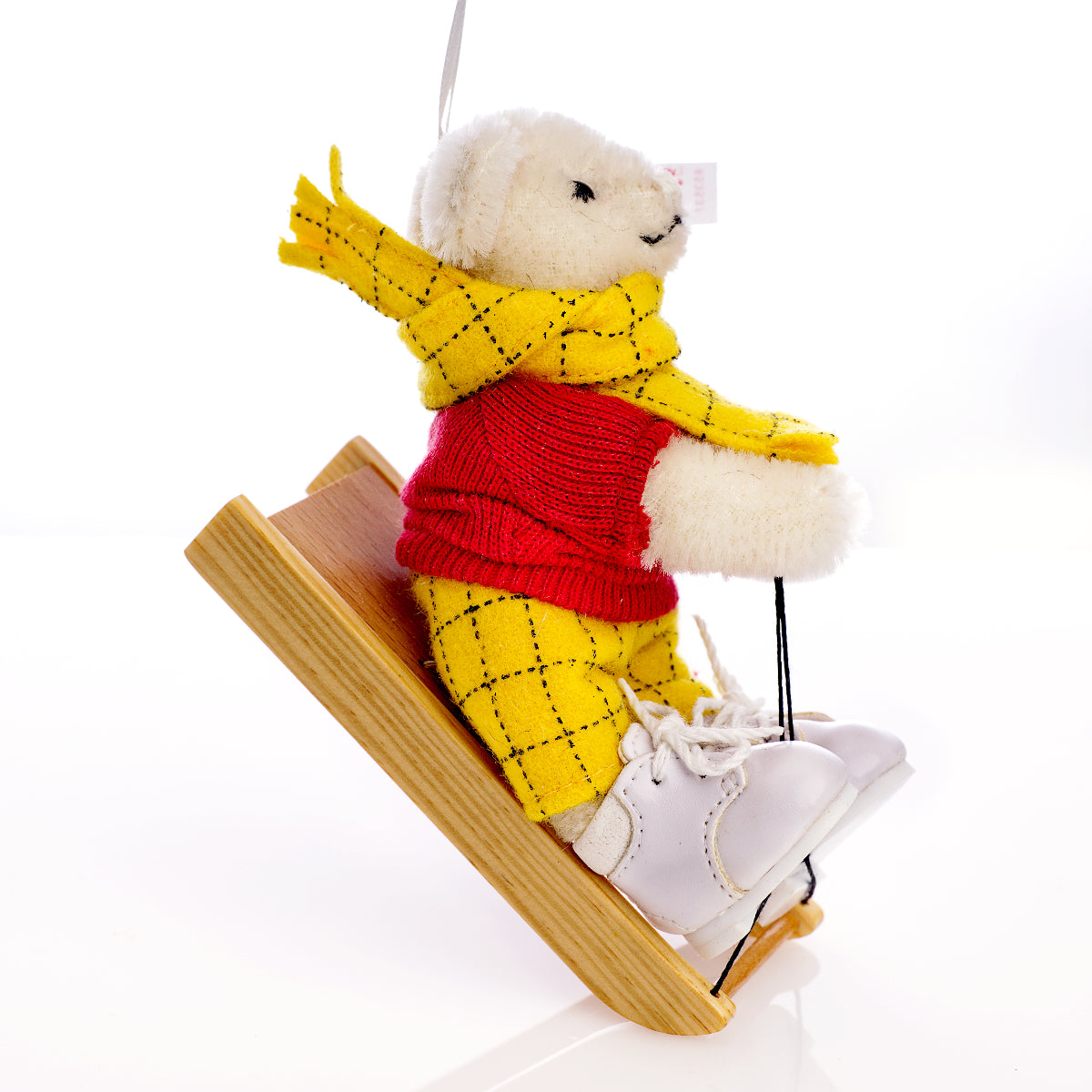 STEIFF 'Rupert Bear with Sledge' Ornament – White Tag 653537 Limited Edition for UK & Ireland