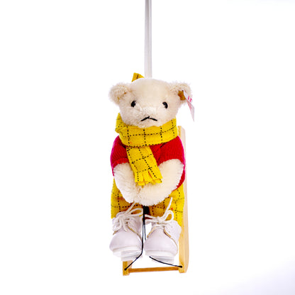 STEIFF 'Rupert Bear with Sledge' Ornament – White Tag 653537 Limited Edition for UK & Ireland