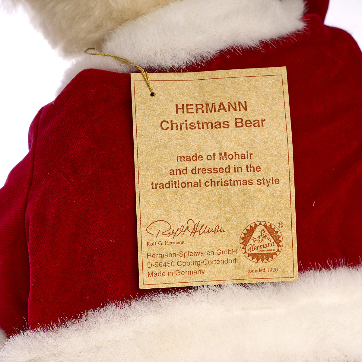 HERMANN-SPIELWAREN 'Christmas Bear 1995' - Limited Annual Edition