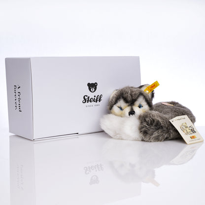 STEIFF - Laying Husky - Yellow Tag 079672, Retired Plush with Tags