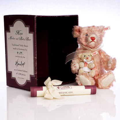 STEIFF 'Hope Mother & Baby Bear Set' - exclusive for Hamleys, White Tag 652875, Mohair, Limited Edition