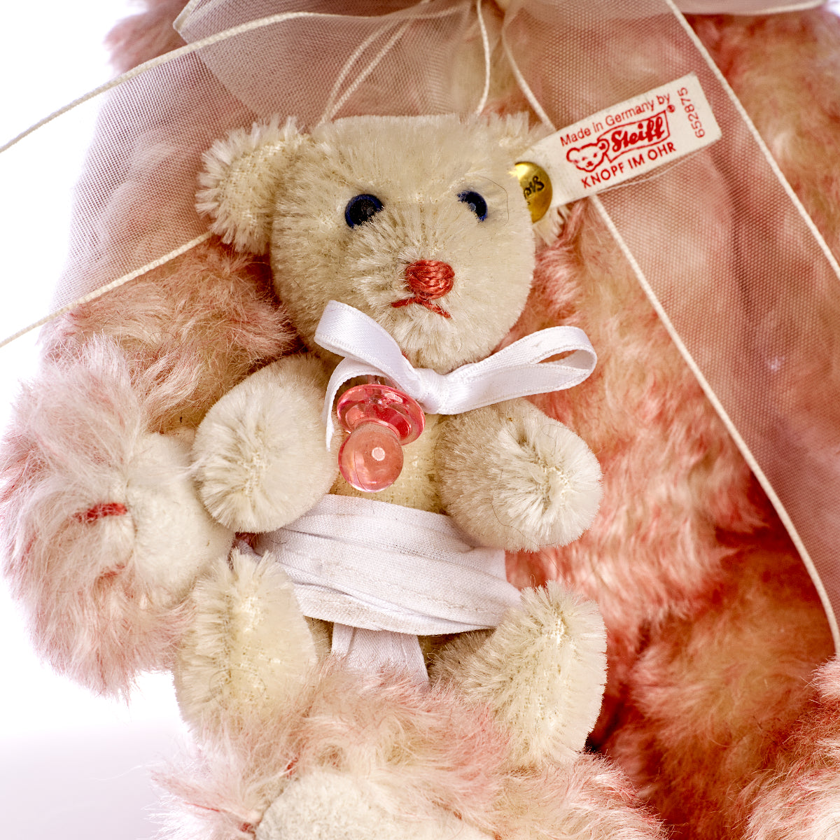 STEIFF 'Hope Mother & Baby Bear Set' - exclusive for Hamleys, White Tag 652875, Mohair, Limited Edition
