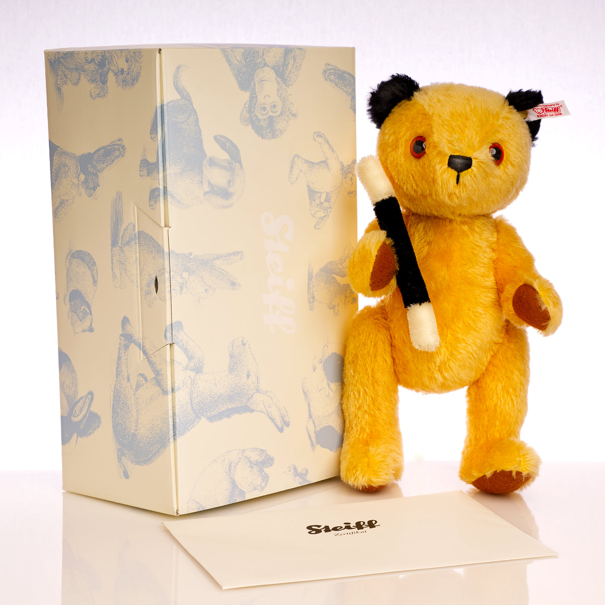 STEIFF 'Sooty' a UK & Ireland Exclusive, White Tag 663932 Jointed Mohair Bear – Limited Edition
