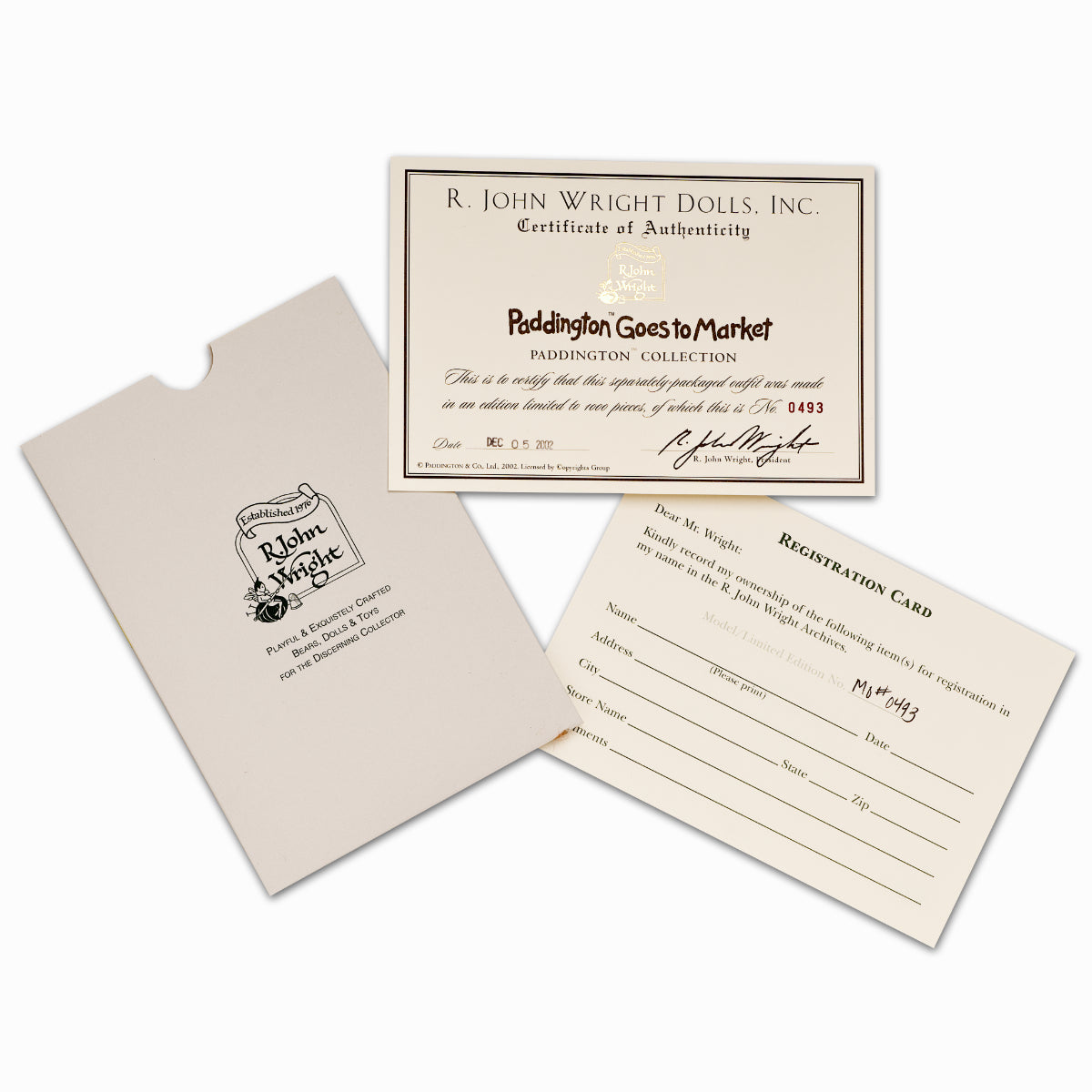 R. JOHN WRIGHT 'Paddington Goes to Market' Accessory Set for his Paddington Collection – Limited Edition, Unused