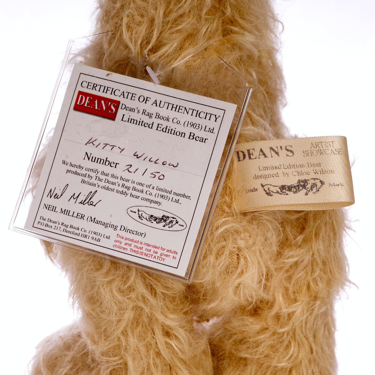DEAN's RAG BOOK Co 'Kitty Willow' by Chloe Wilson,  Limited Edition Mohair Teddy Bear