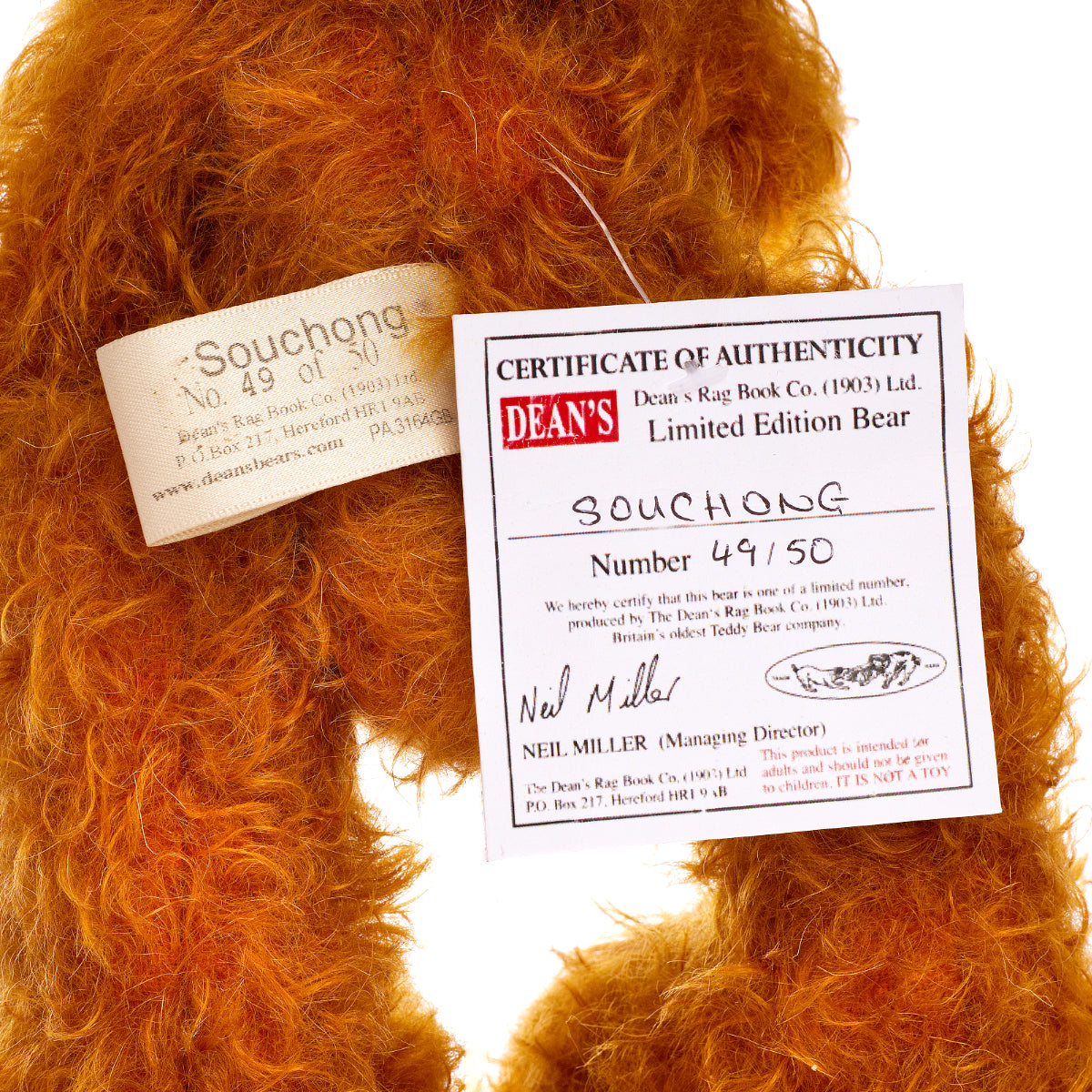 DEAN’s RAG BOOK Company 'Souchong' by Chloe Wilson Limited Edition Mohair Teddy Bear