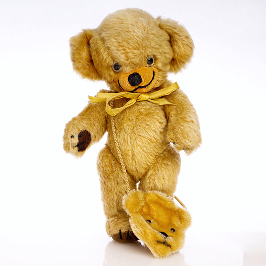 MERRYTHOUGHT 'Cheeky Bear' – Vintage Collectible 1970s, Mohair Teddy Bear plus coin purse