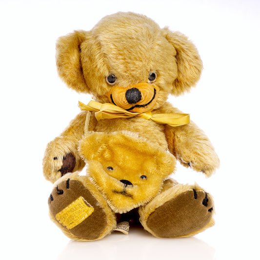MERRYTHOUGHT 'Cheeky Bear' – Vintage Collectible 1970s, Mohair Teddy Bear plus coin purse