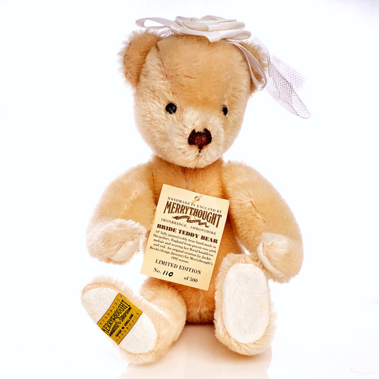 MERRYTHOUGHT 'Bride Teddy Bear' – Limited Edition, Mohair by Jackie Levitt Vintage Collectible from 1992