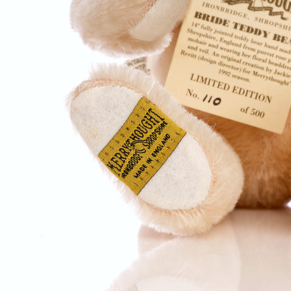 MERRYTHOUGHT 'Bride Teddy Bear' – Limited Edition, Mohair by Jackie Levitt Vintage Collectible from 1992