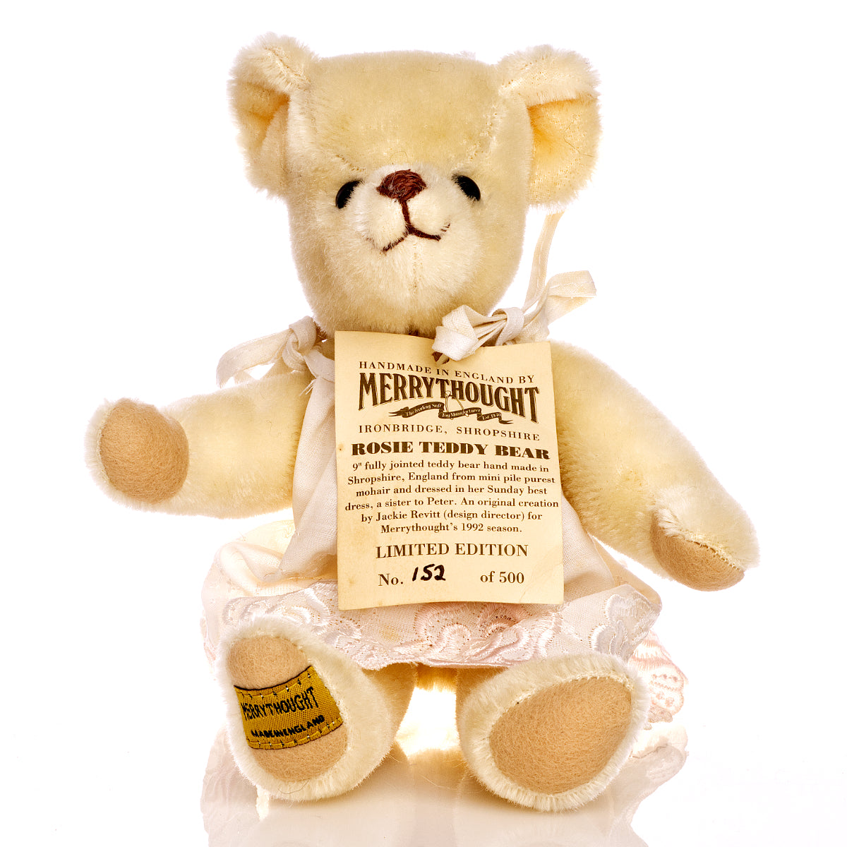 MERRYTHOUGHT 'Roșie' Teddy Bear by Jackie Levitt, Mohair, Vintage Limited Edition