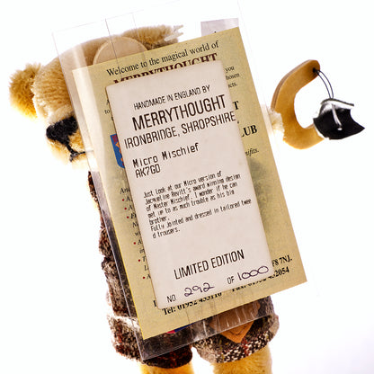 MERRYTHOUGHT 'Master Mischief' – Micro Mohair Teddy Bear Limited Edition from 1992/93