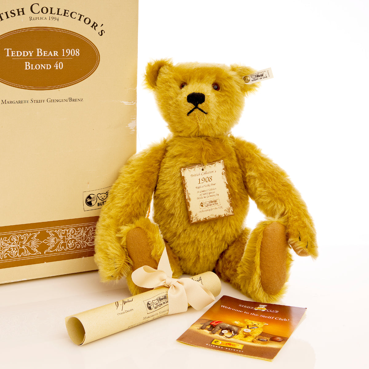 STEIFF Teddy 'Replica 1908' – British Collectors - White Tag 406072 - Limited Edition