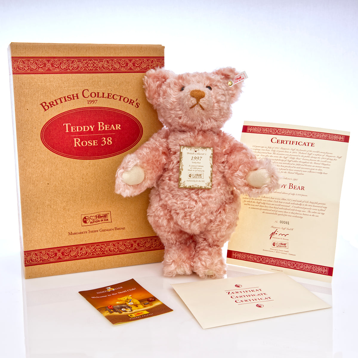 STEIFF 'Rose' 1997, British Collectors, White Tag 654480 - Limited Edition