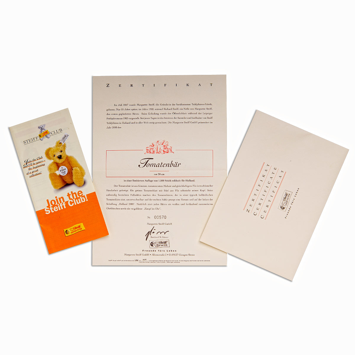 STEIFF 'Tomato Bear / Tomaten Bär' - Exclusively for Holland 2000, White Tag 660153