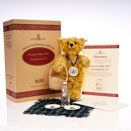 STEIFF 'Picknick' Bear Goldblond 34 - Club Edition - White Tag 420108