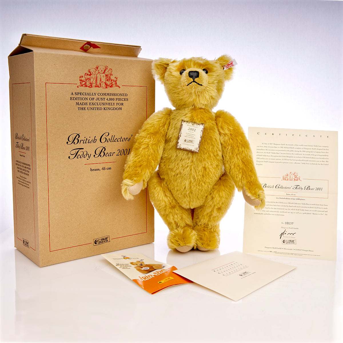 STEIFF Teddy Bear 'Brass' 2001 - White Tag 654992 - British Collectors